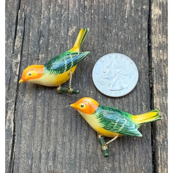 Vintage Hand Carved Takahashi Western Tanager Bird Set Read FULL DESCR. - Picture 6 of 7